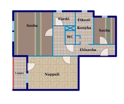 Eladó Lakás 1214 Budapest 21. kerület 63 m2-es, 3 szobás, 3. emeleti, erkélyes lakás Csepelen