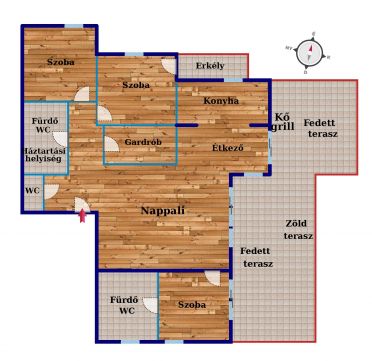 Eladó Lakás 8000 Székesfehérvár Penthouse lakás, geotermikus hűtés-fűtés, 150 nm lakótér, 70 nm terasz, luxus kivitel