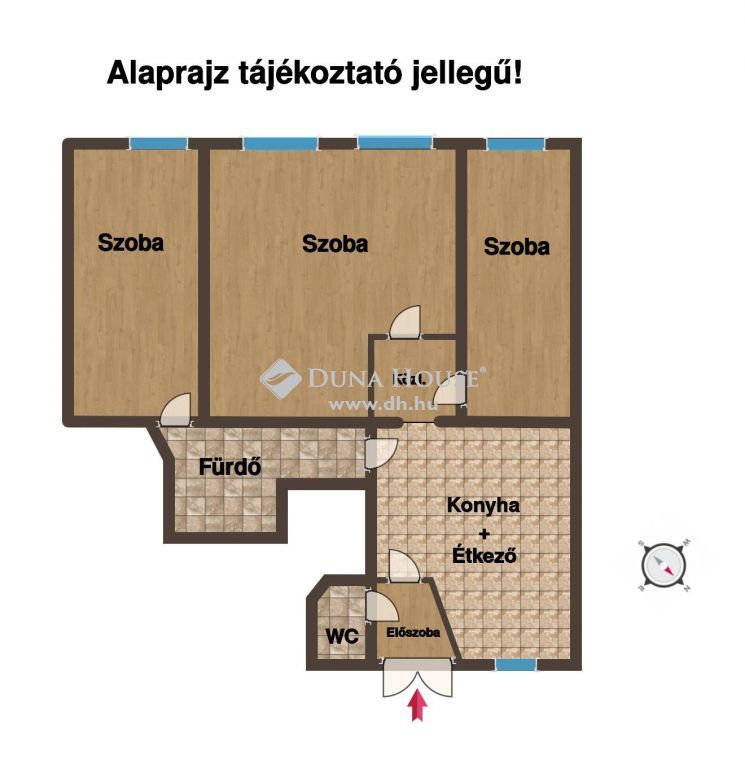 1074 Budapest 7. kerület , Klauzál utcára néző - 3 külön nyíló szoba — 1/15