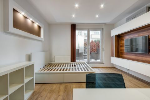 Kiadó Lakás 1139 Budapest 13. kerület , Teve utcai lakóparkban berendezett, teraszos stúdió + garázs