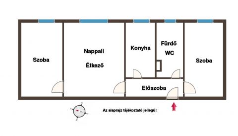Eladó Lakás 9431 Fertőd Fertődön eladó 70m2-es nappali +2 szobás földszinti lakás