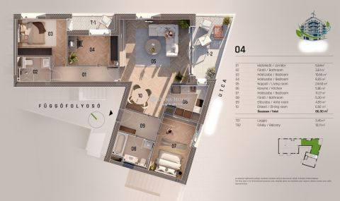 Eladó Lakás 1135 Budapest 13. kerület Kis lakóközösségű házban új ép. lakások 2027 Q1 átadással
